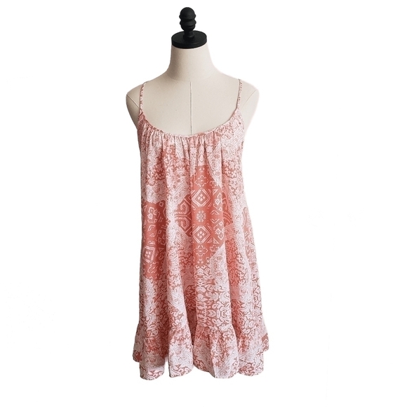 NWOT Pearle 88 Boho Beach Strappy Mini Dress Coral & white Size M - Picture 4 of 9